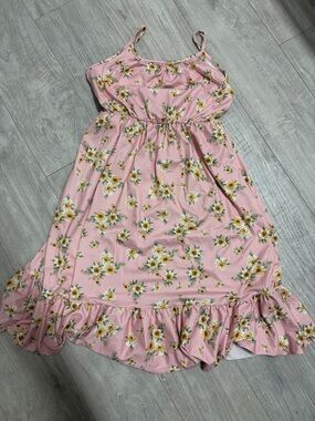 Social Academy Girls Pink Floral Ruffle Strap Sundress